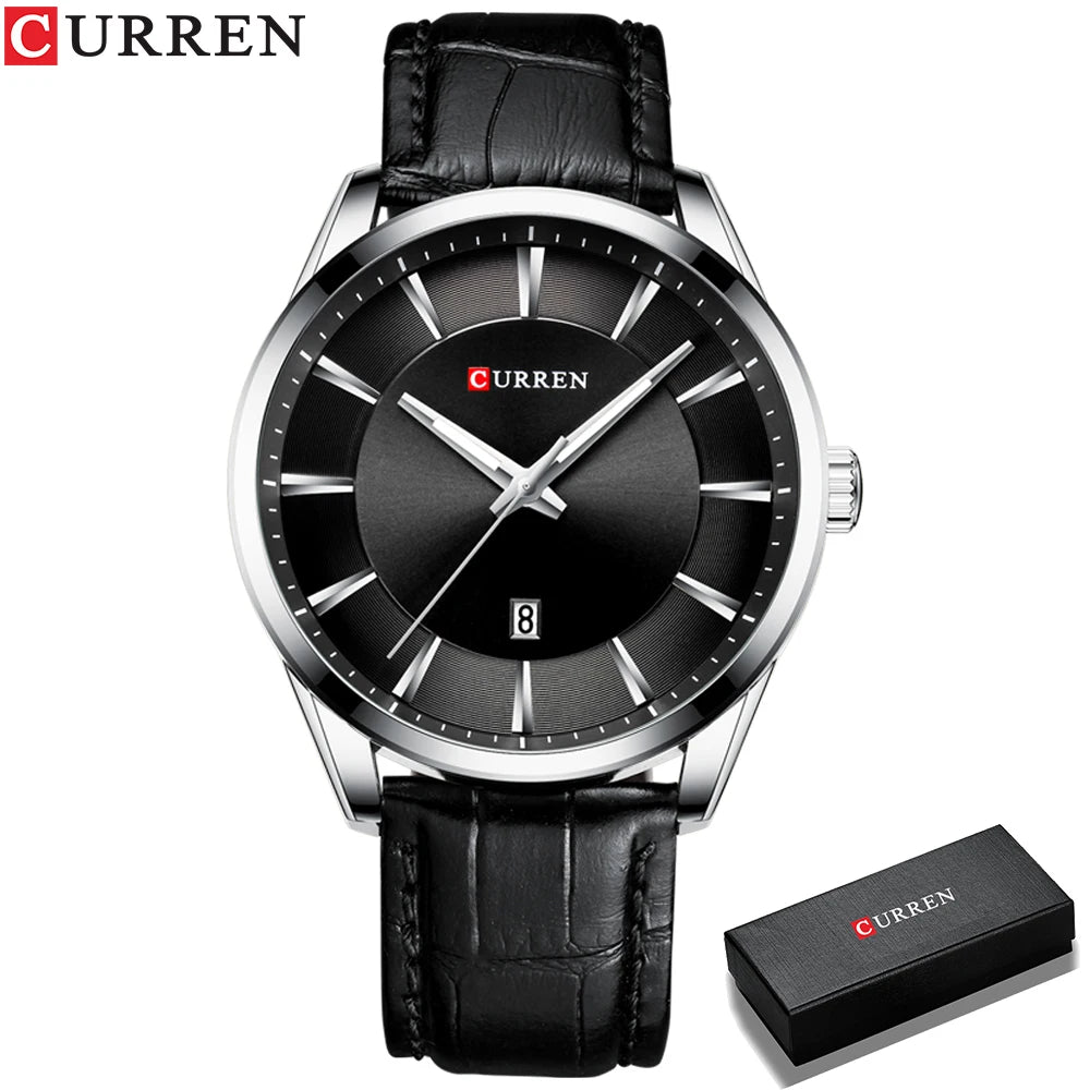 CURREN Quartz Watches for Men Leather Strap Male Wristwatches Top Luxury Brand Business Men's Clock 45 Mm Reloj Hombres