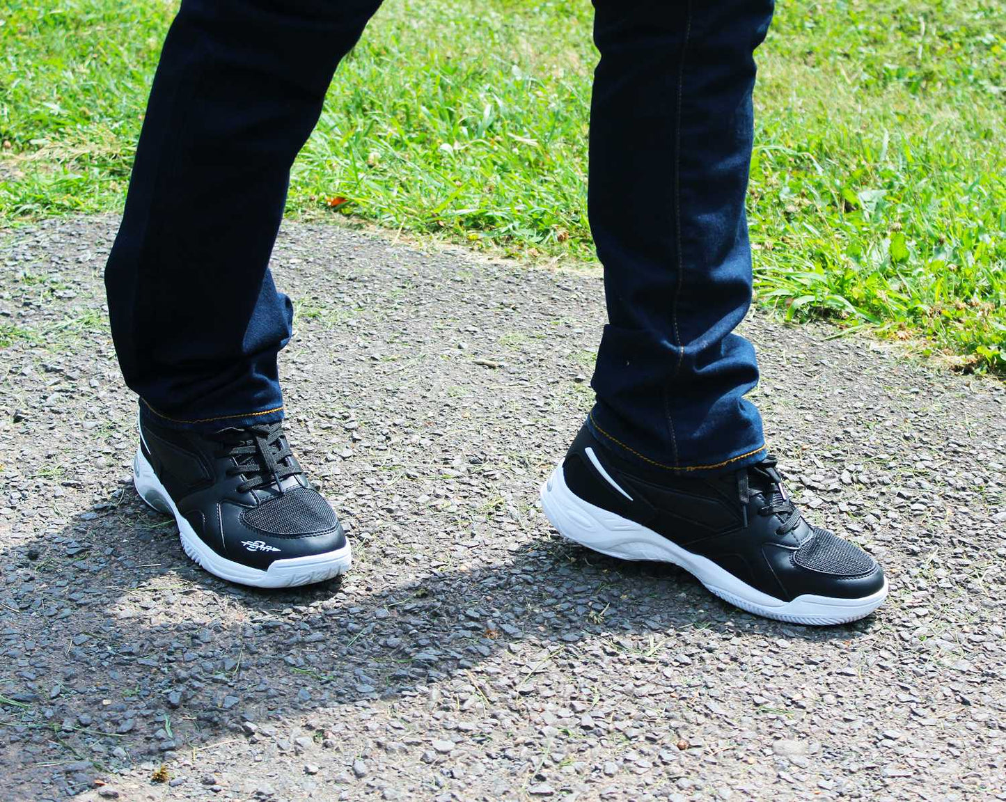 Men's High Arch Firm Support Black Walking Shoes, Comfort & Performance Style