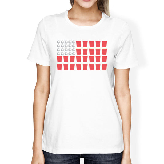Beer Pong American Flag Humorous Saying Tee for Independence Day