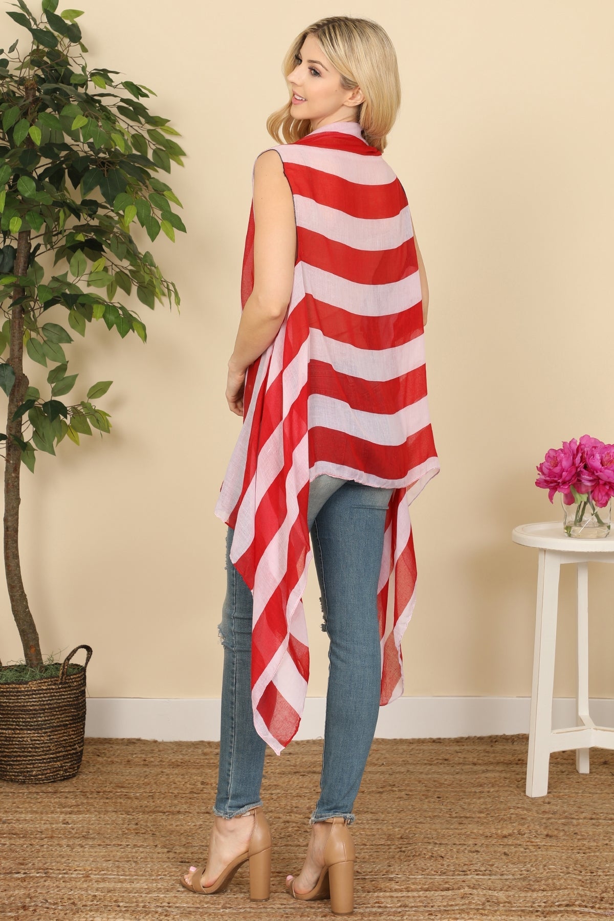 Hdf2837 - Usa Accent Kimono Vest