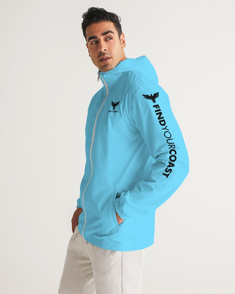 Men's FYC Supply Company High Seas Light Blue Water Resistant Windbreaker