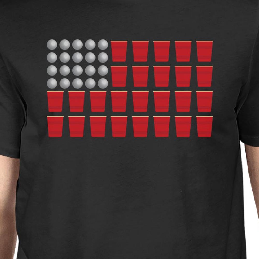 Beer Pong Funny American Flag Graphic Tee Unique 4th of July Gift