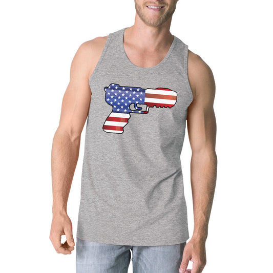American Flag Pistol Mens Tank Top Unique Gift for Gun Supporters