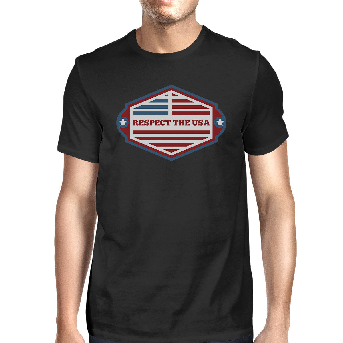 Respect the USA American Flag Shirt Mens Black Short Sleeve Tshirt
