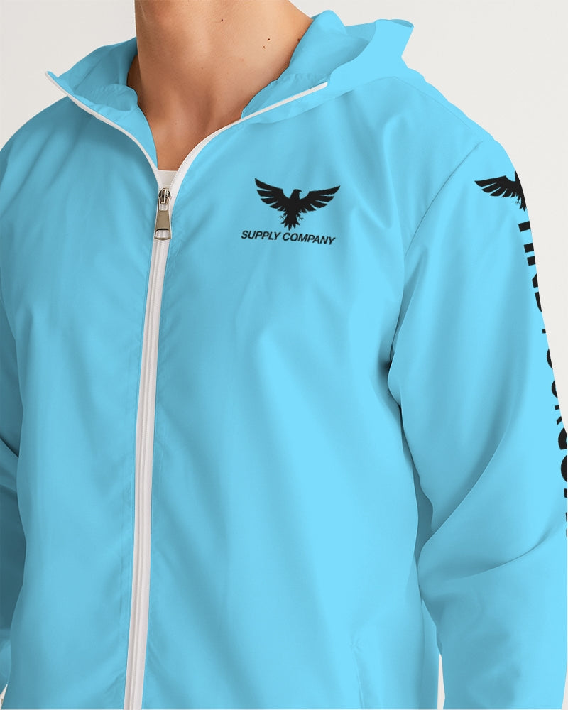 Men's FYC Supply Company High Seas Light Blue Water Resistant Windbreaker