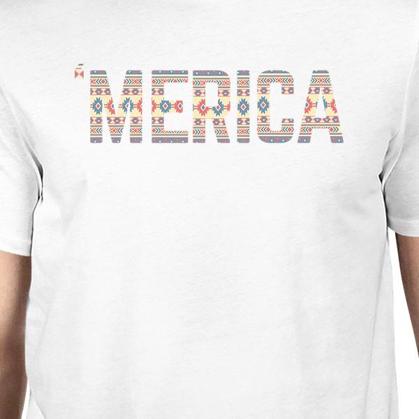 'Merica Mens White T-Shirt Unique Graphic Tee for Fourth of July
