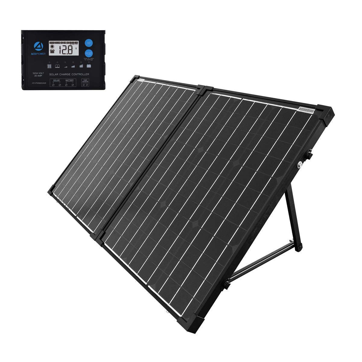 ACOPower 100w 12v Portable Solar Panel Kit, Waterproof 20A Charge Controller