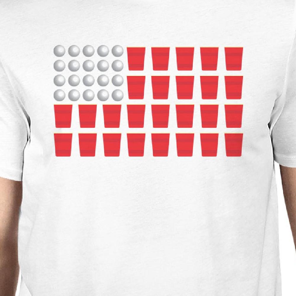 Beer Pong American Flag Funny 4th of July Decorative Shirt for Men