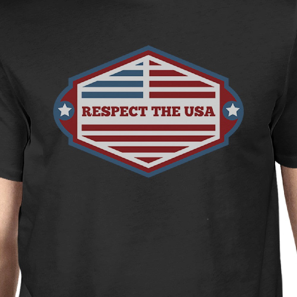 Respect the USA American Flag Shirt Mens Black Short Sleeve Tshirt
