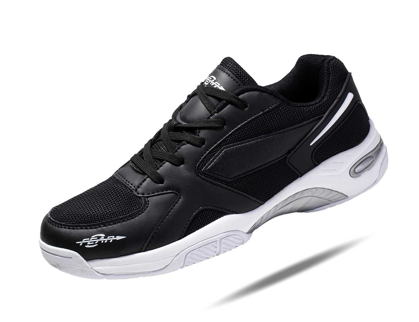 Men's High Arch Firm Support Black Walking Shoes, Comfort & Performance Style