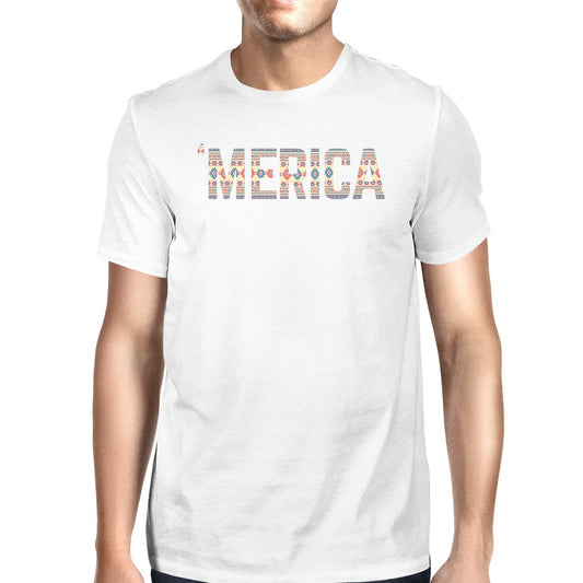 'Merica Mens White T-Shirt Unique Graphic Tee for Fourth of July
