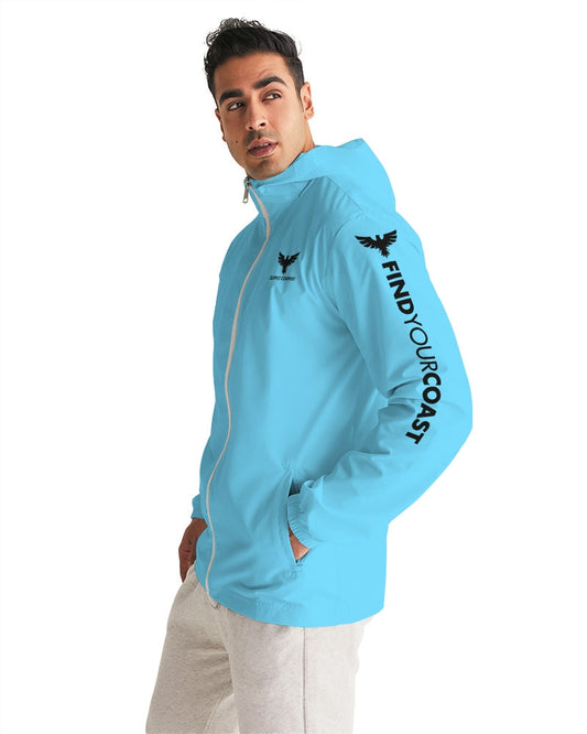 Men's FYC Supply Company High Seas Light Blue Water Resistant Windbreaker