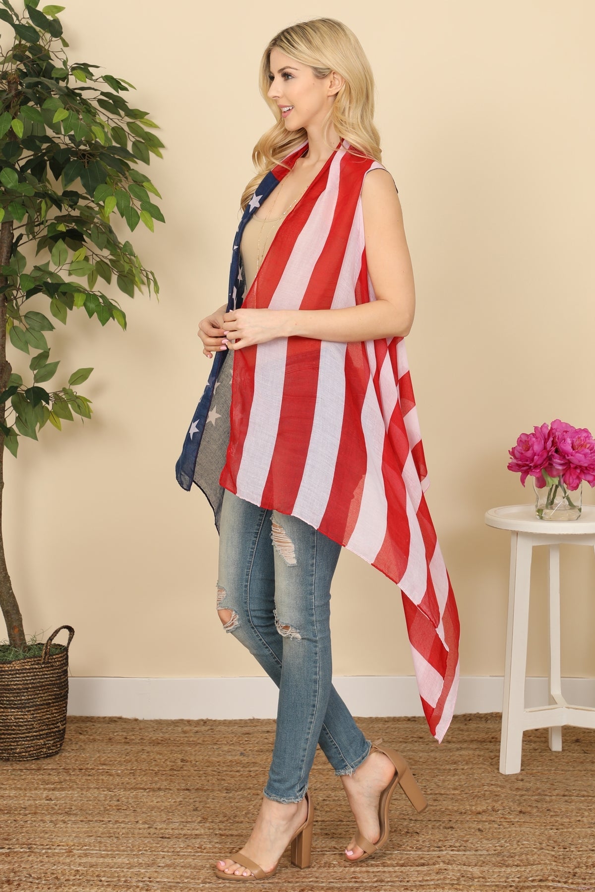 Hdf2837 - Usa Accent Kimono Vest
